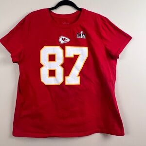 Nike Kansas City Chiefs Kelce 87 Super Bowl LVIII T-Shirt Red Gold White XXL